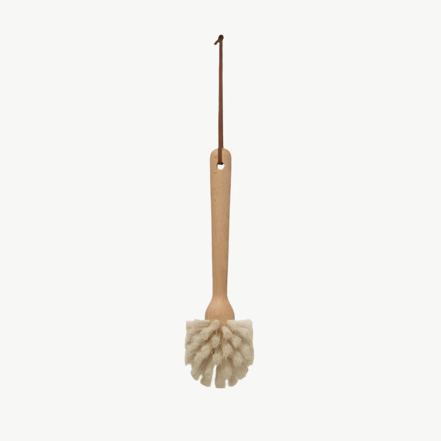 Beech Wood Dish Brush with Leather Strap