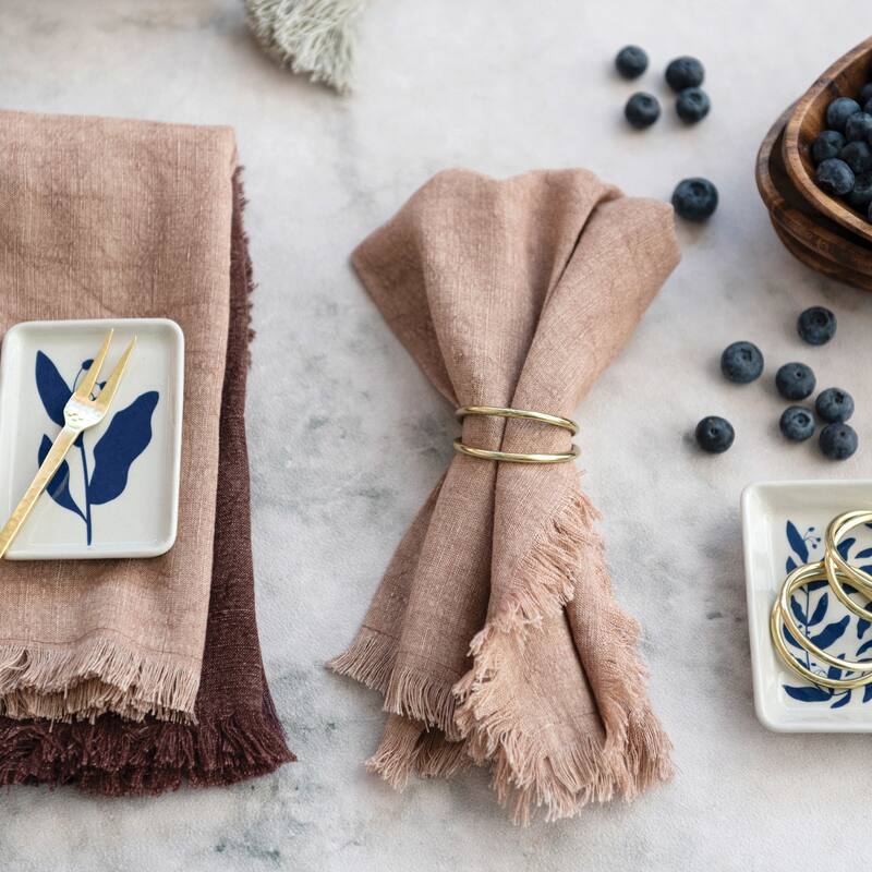Putty & Aubergine Stonewashed Linen Napkins
