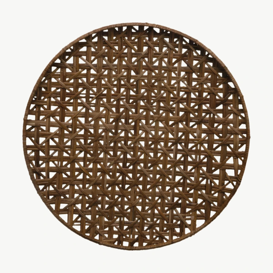 Round Hand-Woven Rattan Tray