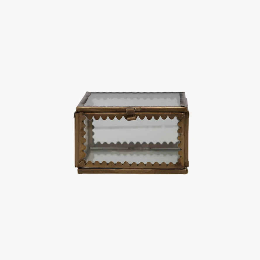 Scalloped Brass & Glass Display Box, Small