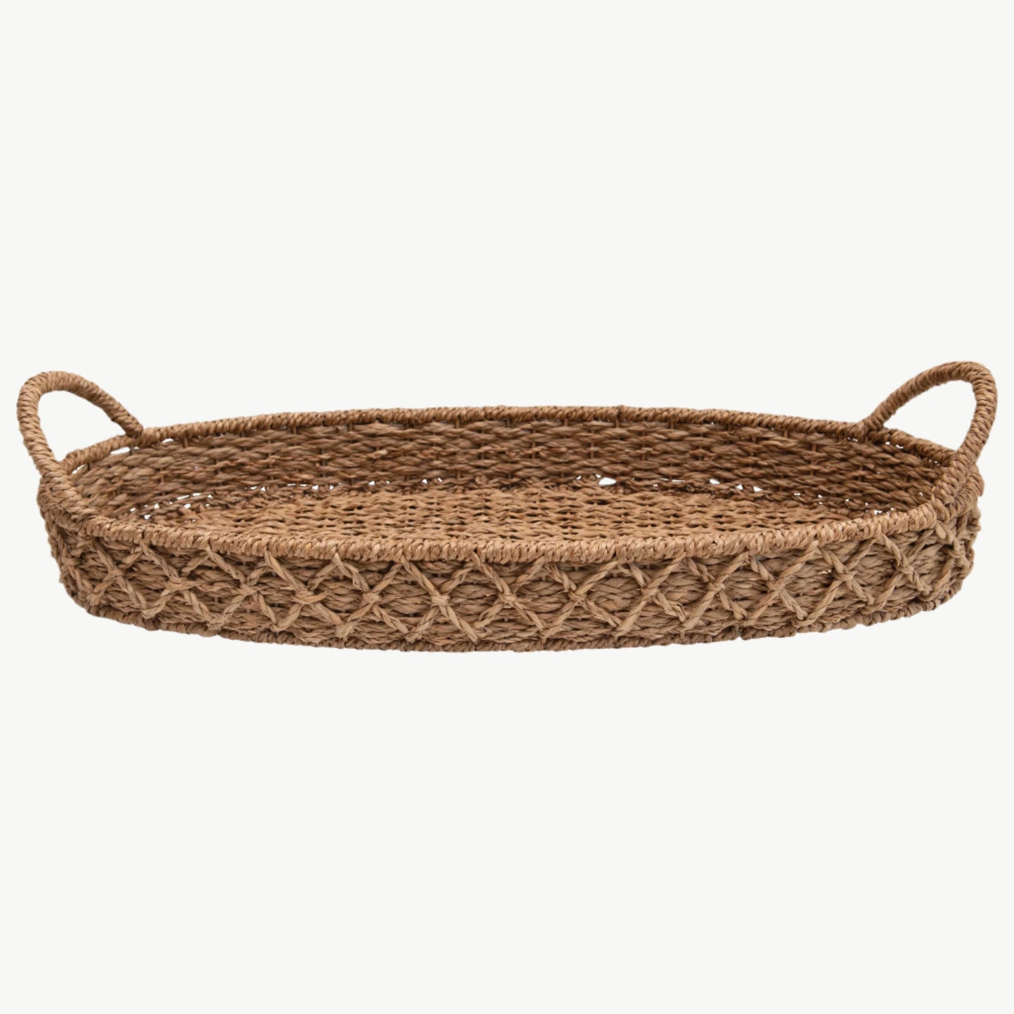 Decorative Woven Seagrass Tray w/ Handles
