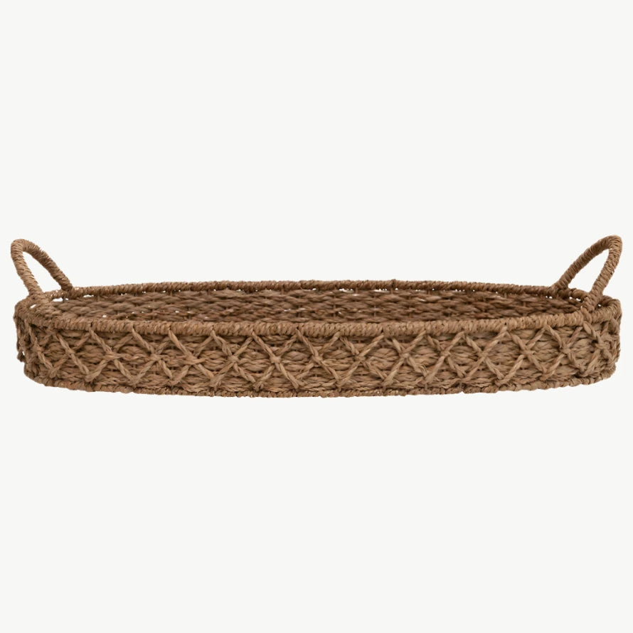 Decorative Woven Seagrass Tray w/ Handles