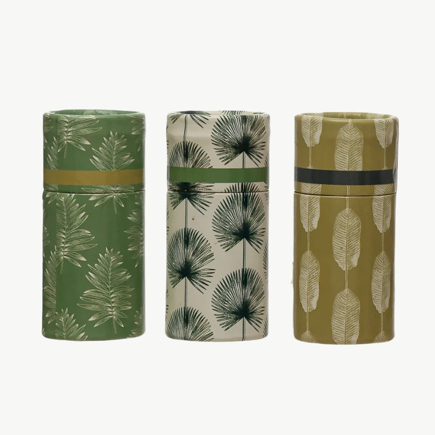 Tube Matchbox with Leaves Print