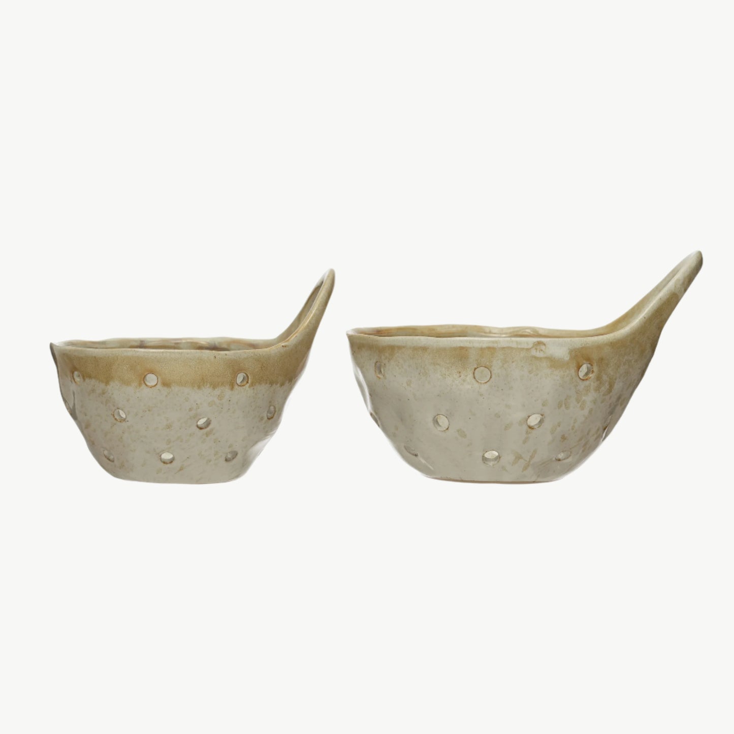 Handled Stoneware Colanders, Set of 2