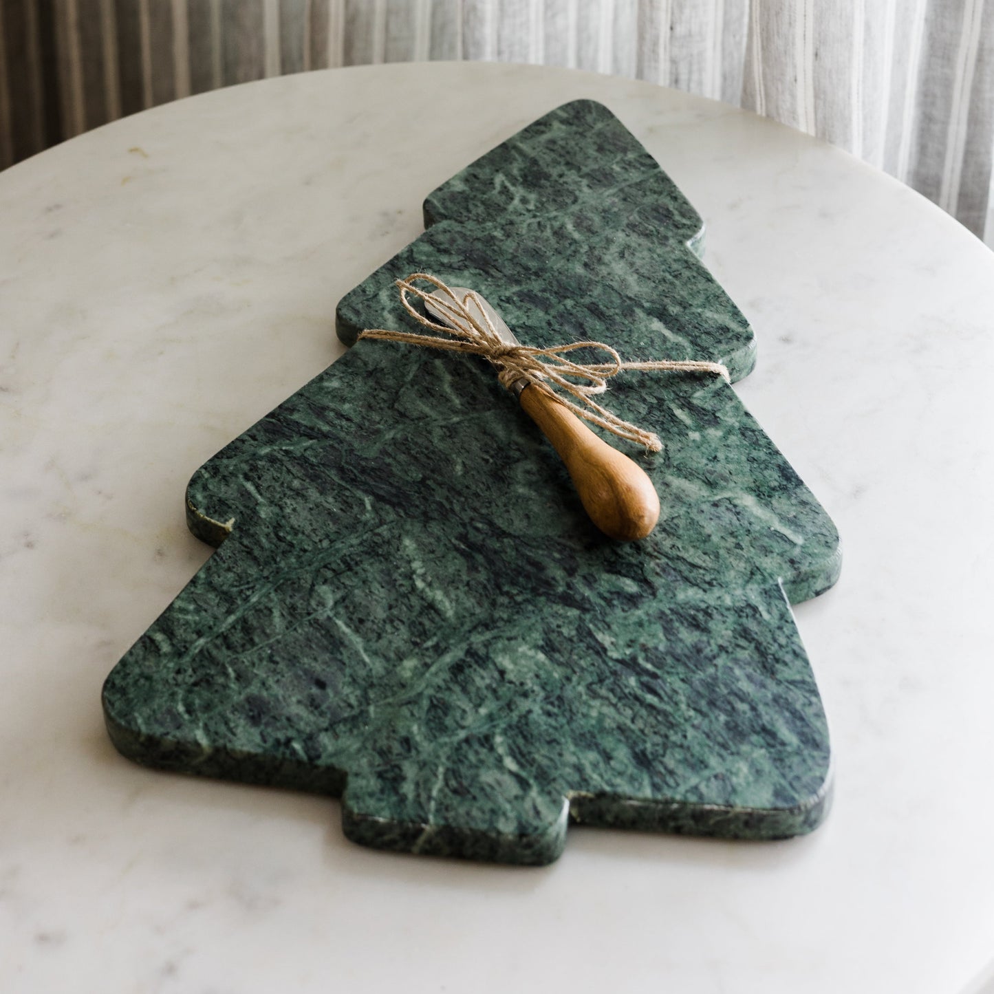 Marble Tree-Shaped Cheese Board with Canapé Knife