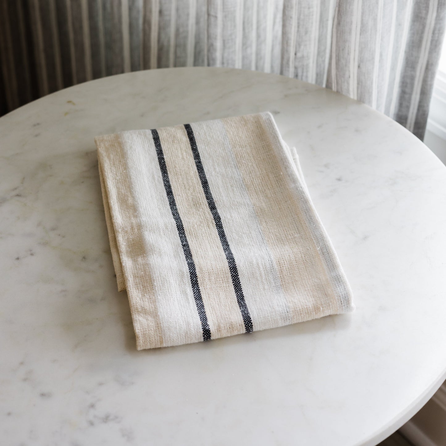 Woven Cotton Slub/Waffle Weave/Printed Tea Towel with Stripes