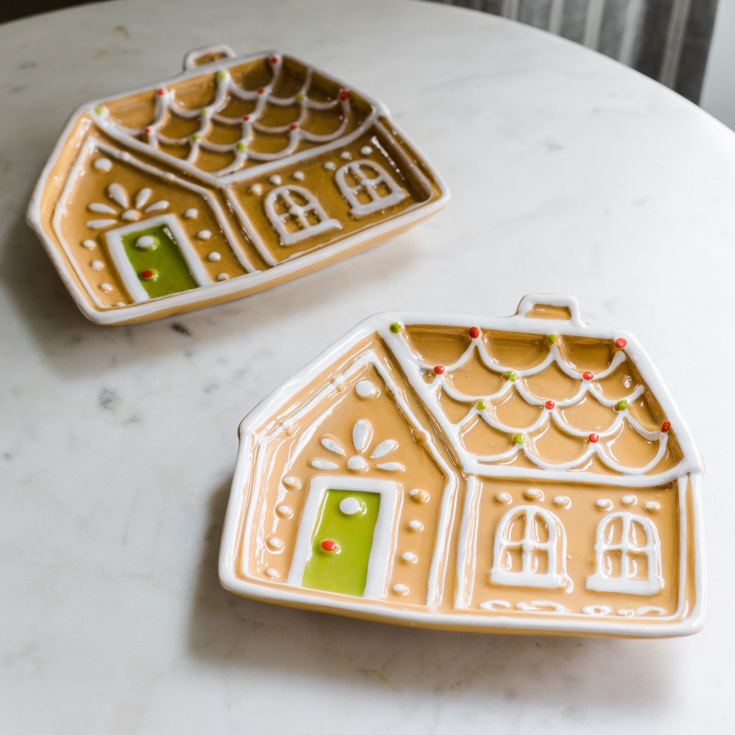 Hand-Painted Ceramic Gingerbread House Plates