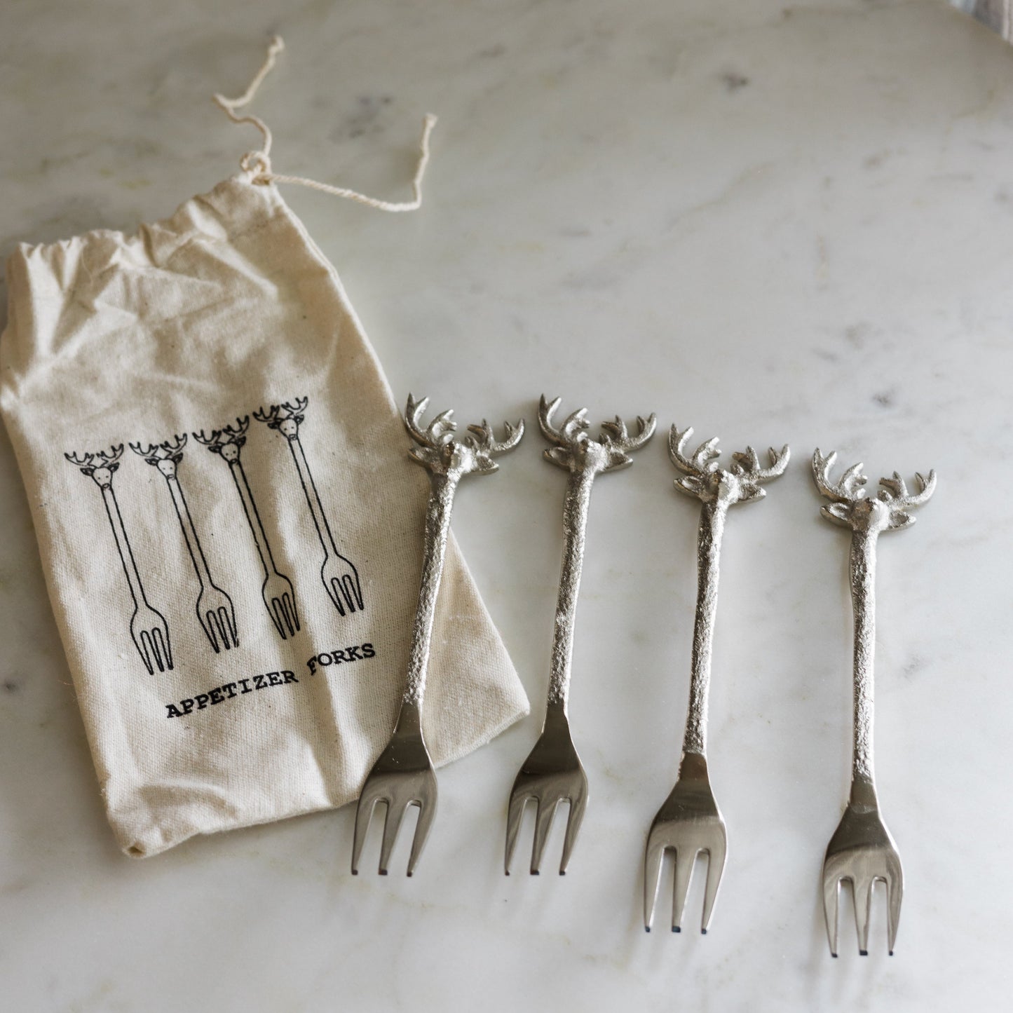 Stainless Steel Reindeer Forks, Set of 4