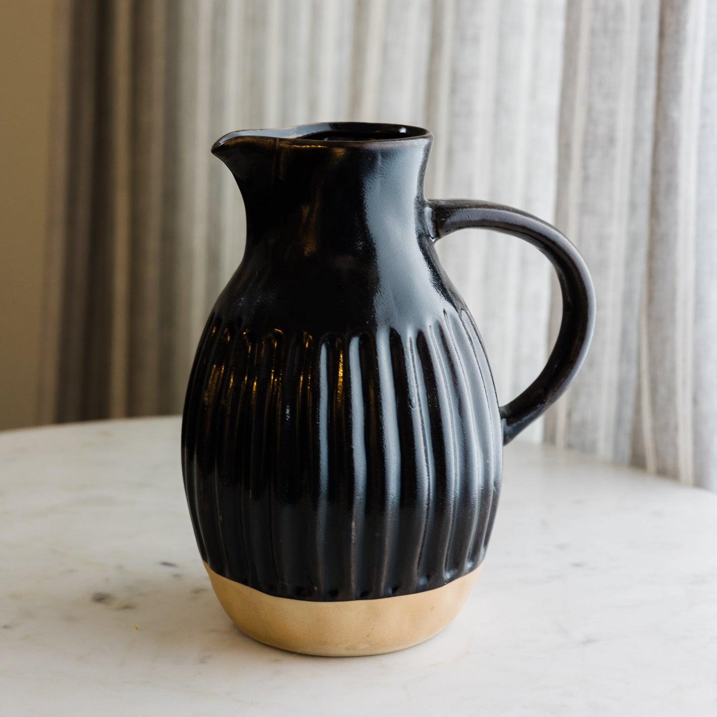 Matte Black Stoneware Pitcher