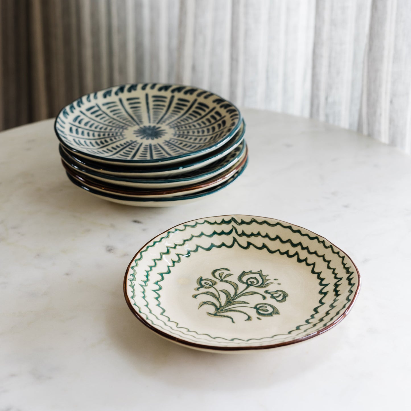Hand-Painted Plate, Blue/Green