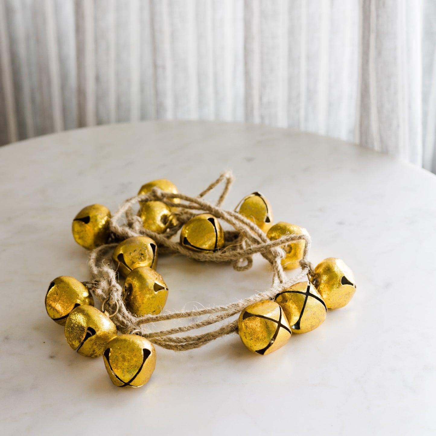 Handmade Metal Bell Garland on Jute Rope