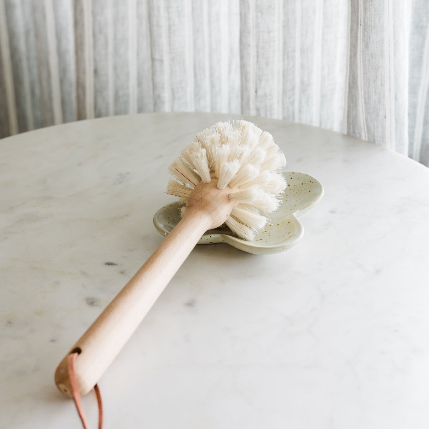 Beech Wood Dish Brush with Leather Strap
