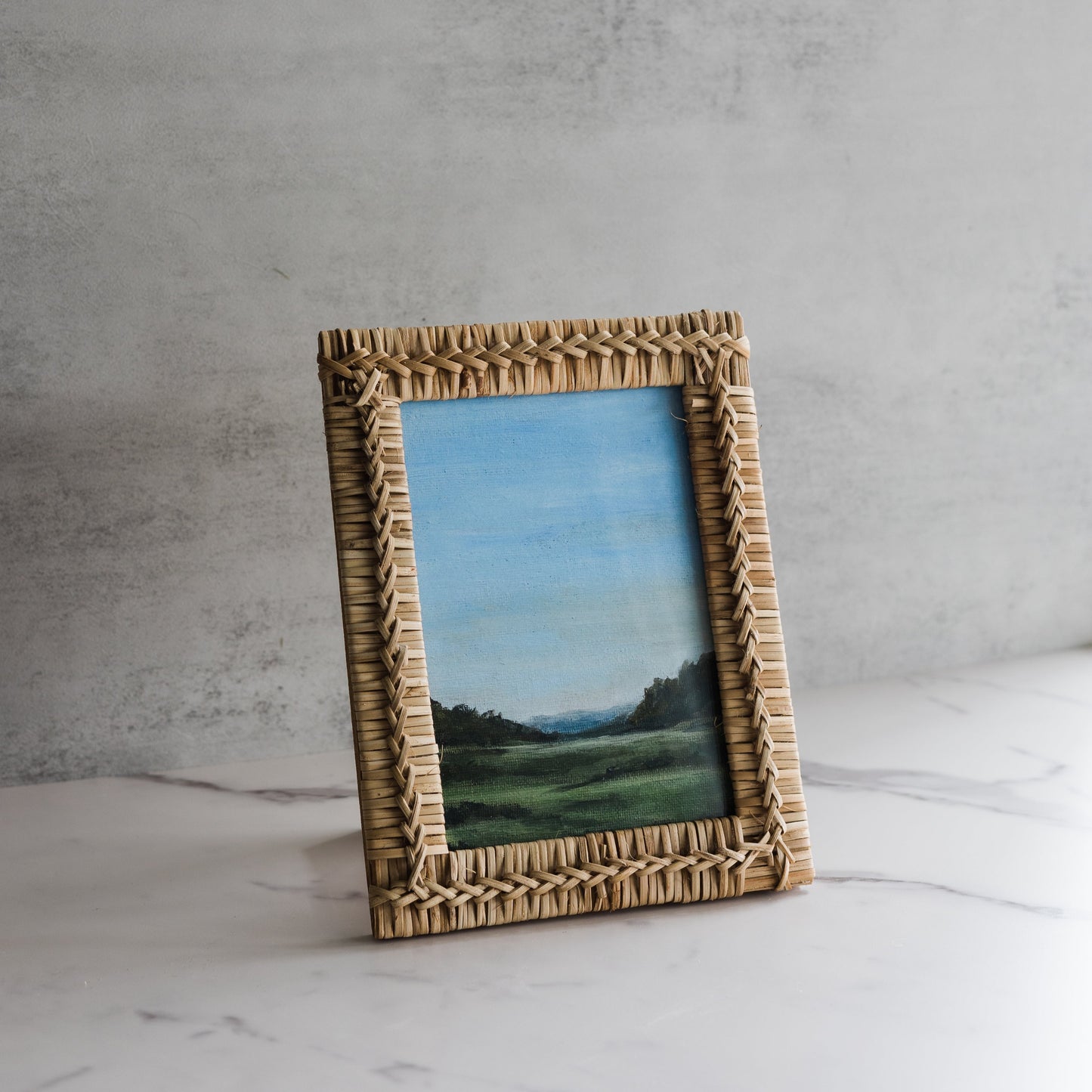 Hand-Woven Rattan Photo Frame