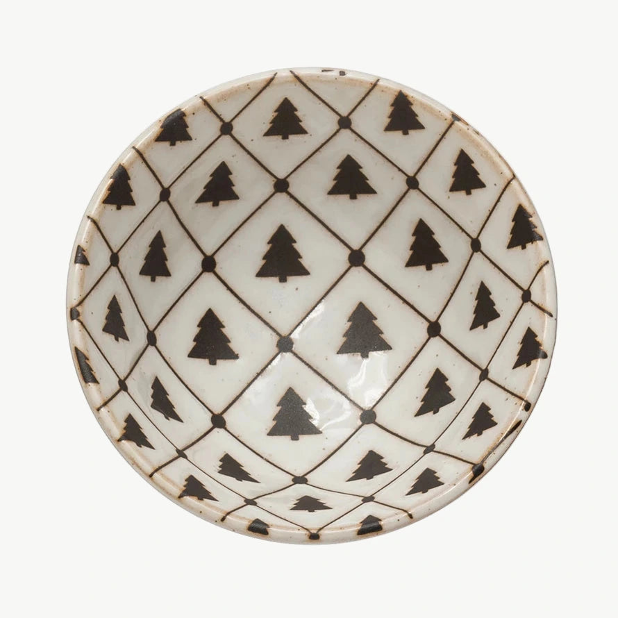 Small Stoneware Bowl with Tree Pattern