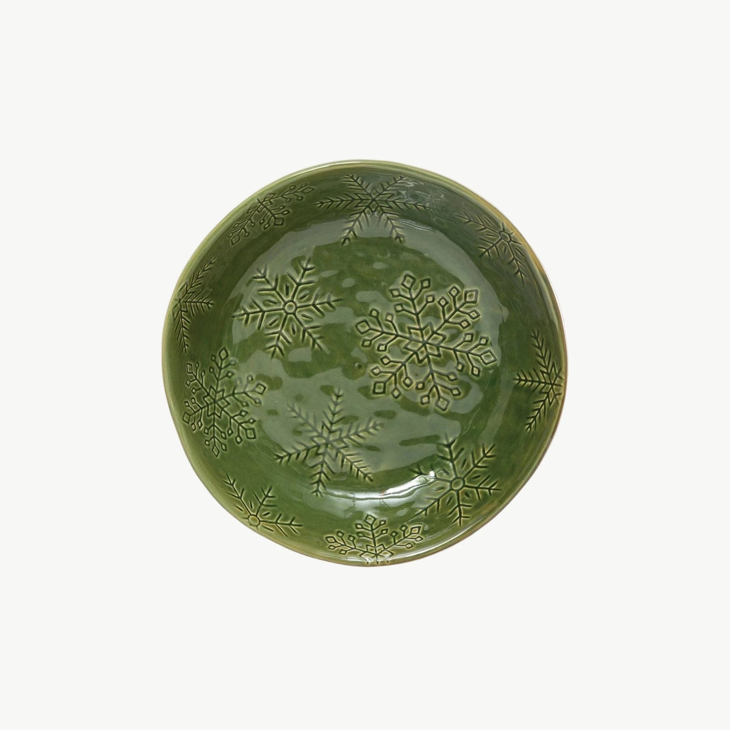 Debossed Stoneware Bowl with Snowflakes