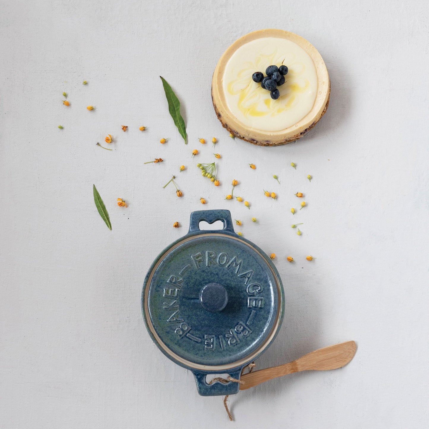 Stoneware Brie Baker, Blue