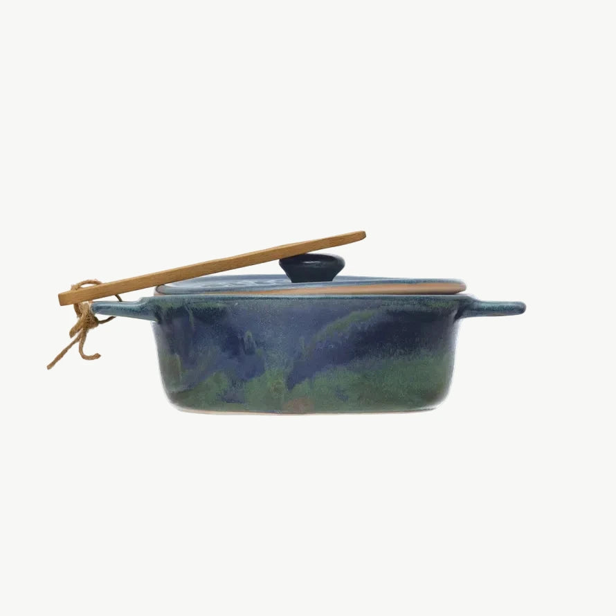 Stoneware Brie Baker, Blue