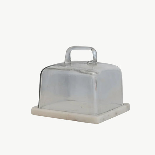 Glass Cloche with Marble Base