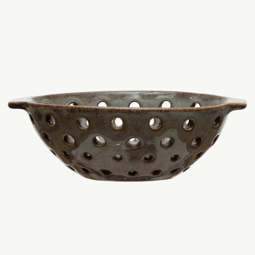 Stoneware Berry Bowl, Blue Glaze