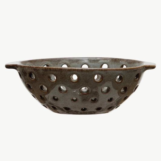 Stoneware Berry Bowl, Blue Glaze