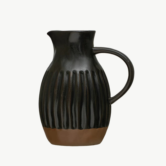 Matte Black Stoneware Pitcher
