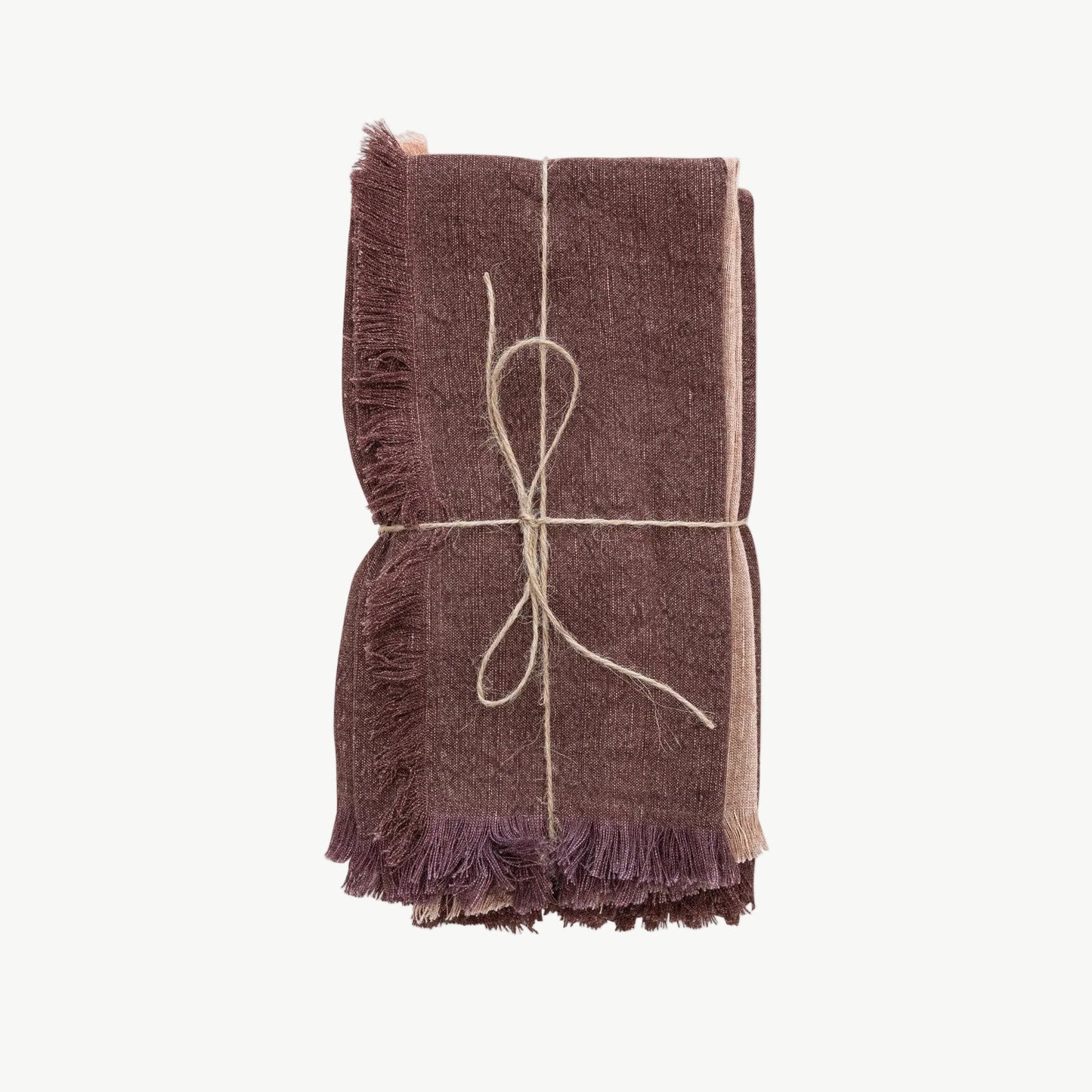 Putty & Aubergine Stonewashed Linen Napkins