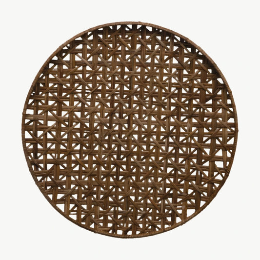 Round Hand-Woven Rattan Tray