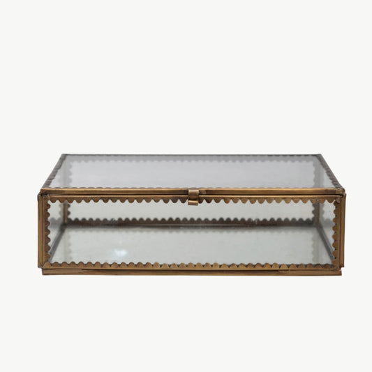 Scalloped Brass & Glass Display Box, Large