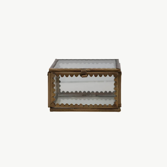 Scalloped Brass & Glass Display Box, Small