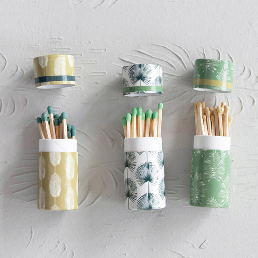 Tube Matchbox with Leaves Print