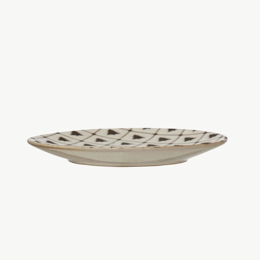 Stoneware Plate with Tree Pattern