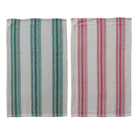 Woven Cotton Flour Sack Tea Towel with Stripes