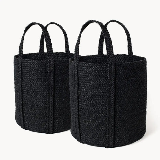 Jute Storage Basket, Black
