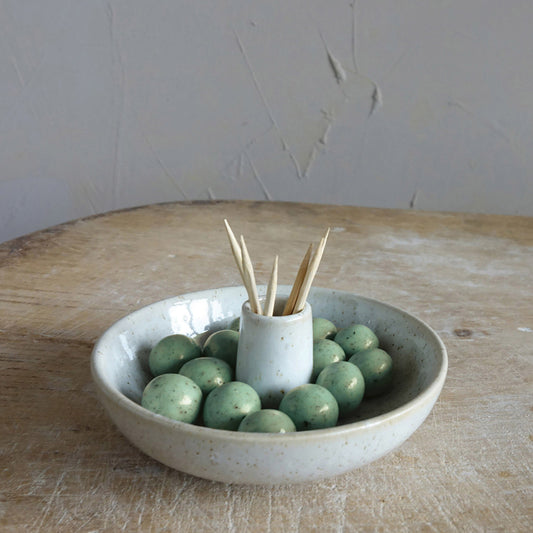 Stoneware Glazed Toothpick Holder