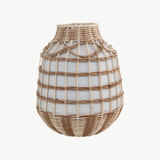 Decorative Hand-Woven Seagrass and Bamboo Wrapped Vase