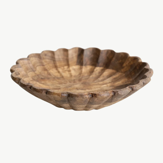 Scalloped Wood Mango Bowl