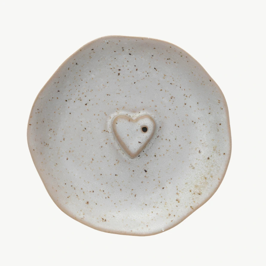 Stoneware Incense Dish w/ Embossed Heart