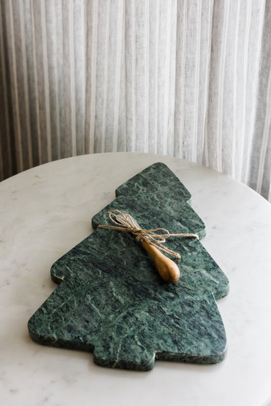 Marble Tree Shaped Cutting Board with Knive