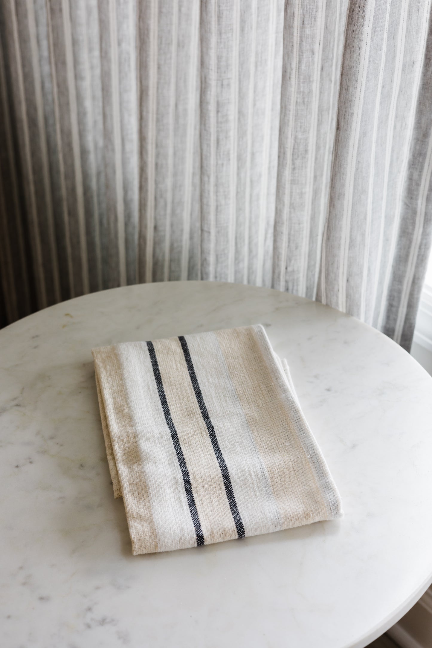 Woven Cotton Slub/Waffle Weave/Printed Tea Towel with Stripes