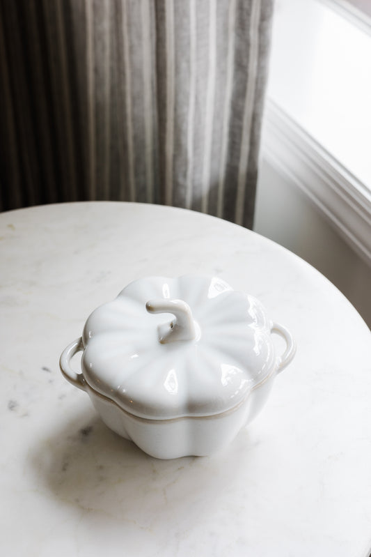 Stoneware Pumpkin Baker, White