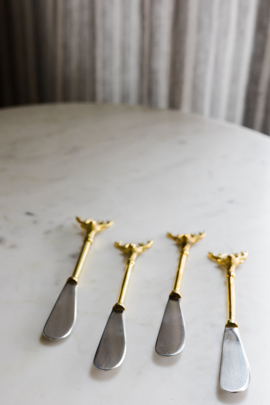 Brass Reindeer Knives, Set of 4