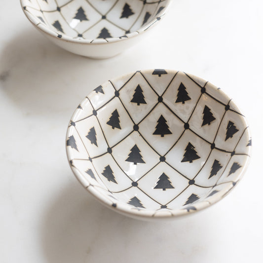 Small Stoneware Bowl with Tree Pattern