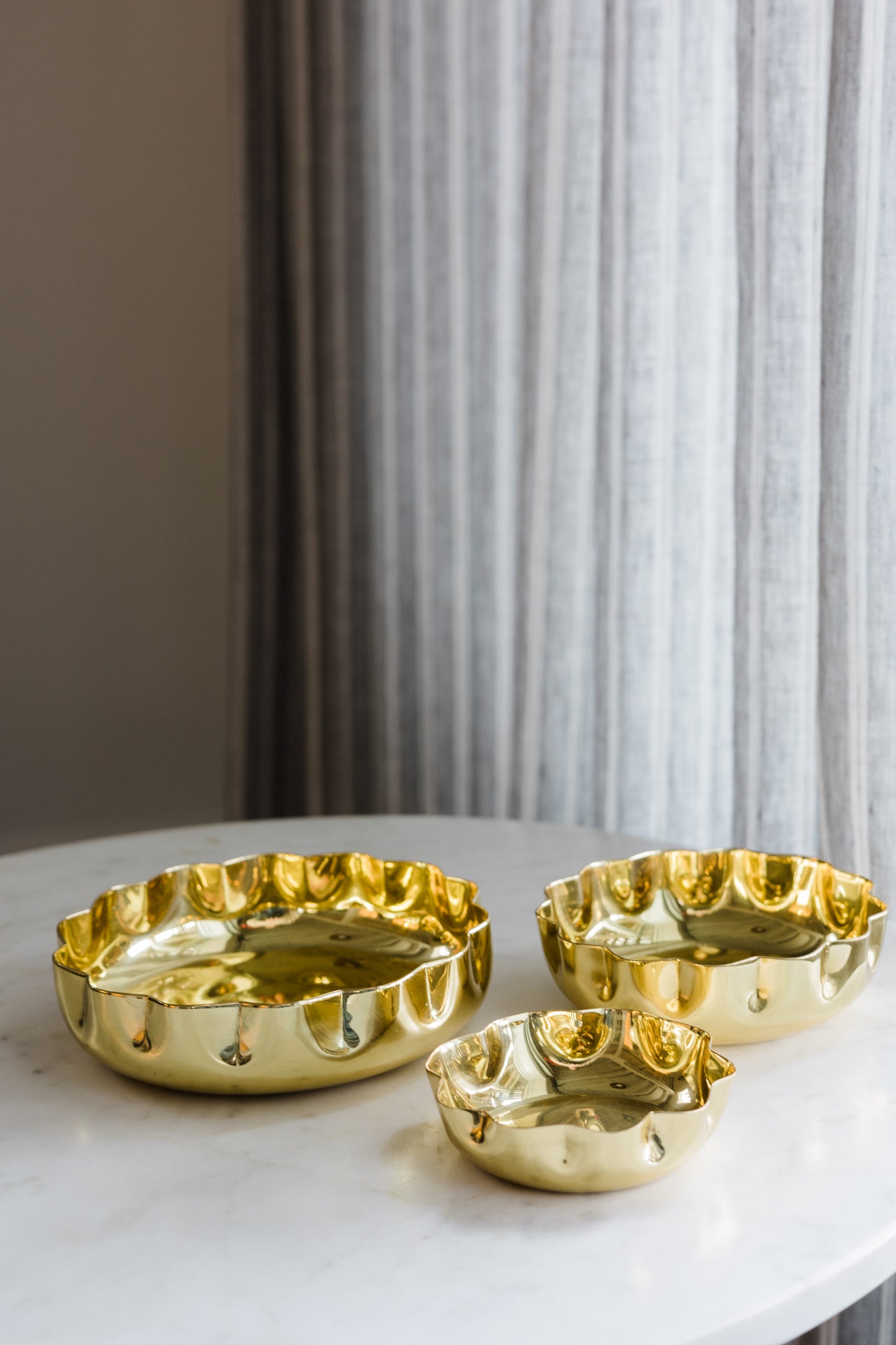 Hand Shaped Brass Bowls, Set of 3