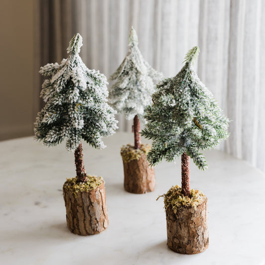 Faux Fir Tree with Wood & Moss Base