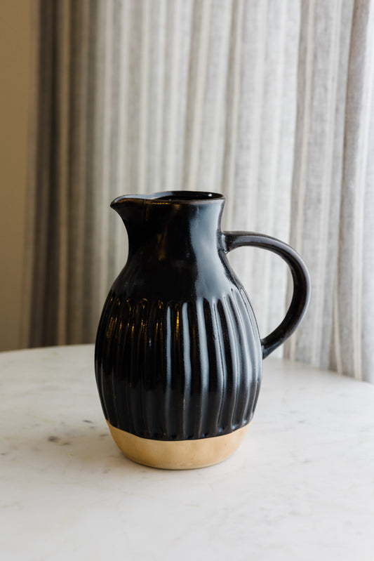 Matte Black Stoneware Pitcher