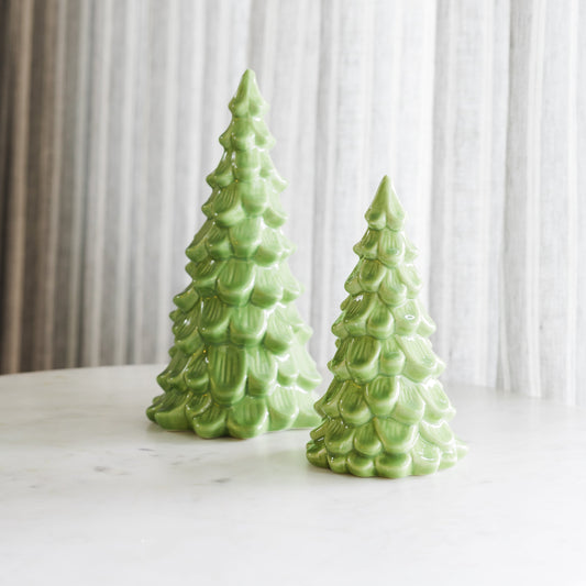Vintage-Inspired Stoneware Christmas Tree, Green 8"