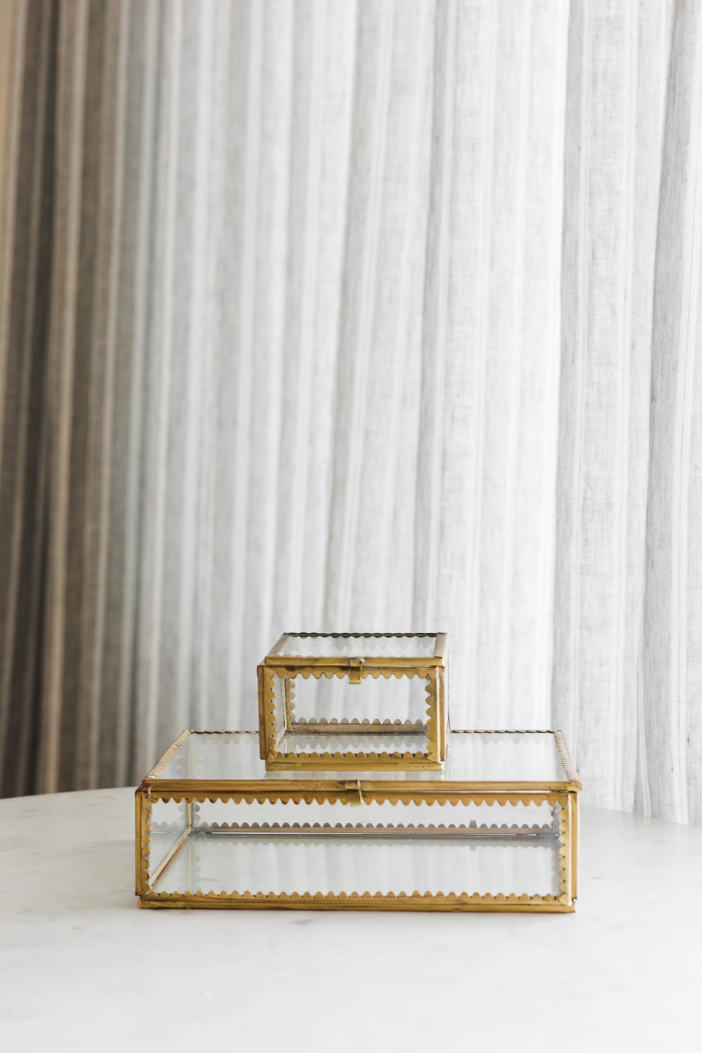 Scalloped Brass & Glass Display Box, Small