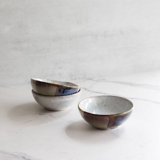 Stoneware Bowl, Blue & Tan Glaze