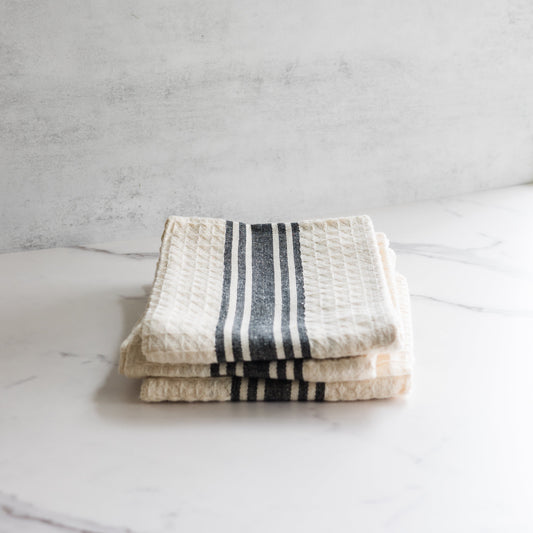 Woven Cotton Slub/Waffle Weave/Printed Tea Towel with Stripes