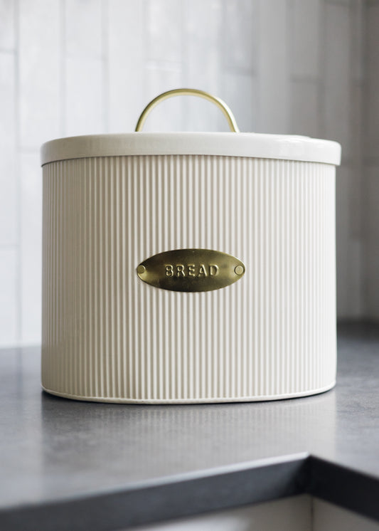 Metal Bread Box with Brass Details